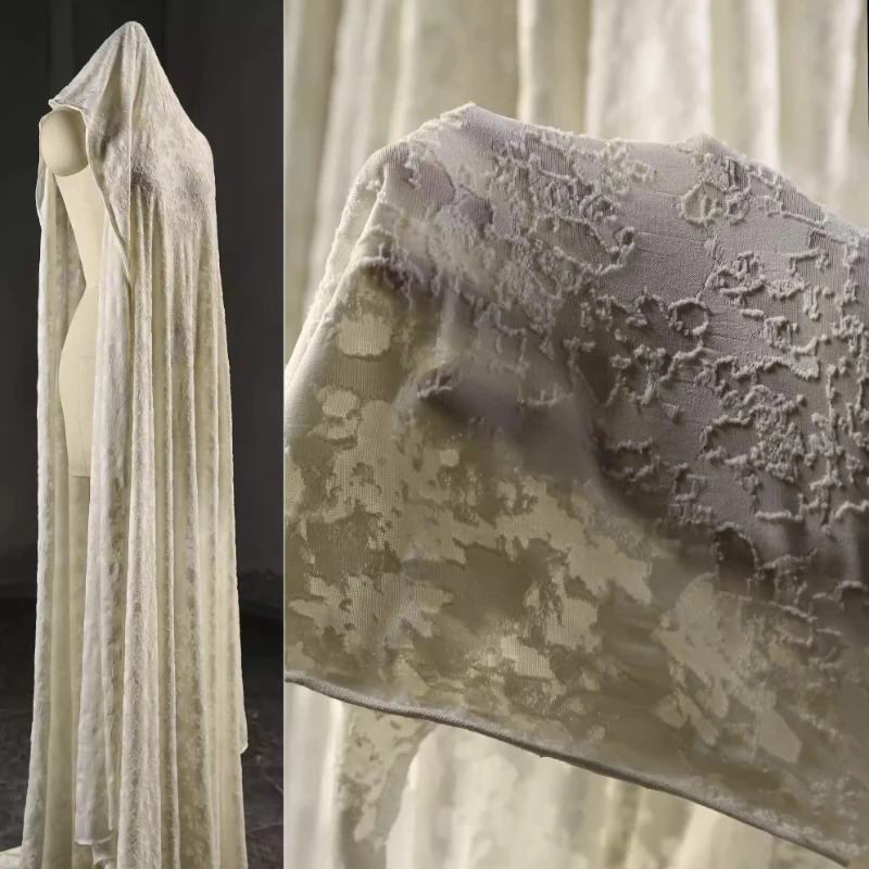 Vintage Sewing Textile - アプリコットニット生地花柄テクスチャディストレストヴィンテージデザイナーテキスタイル手作り縫製DIY背景装飾クラフト素材