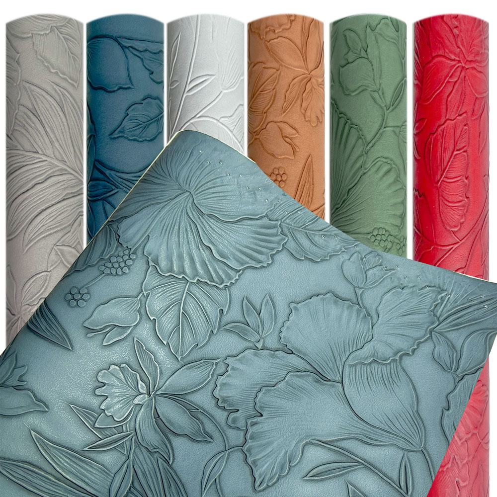 Vintage Sewing Textile - 合成皮革のエンボス加工されたヴィンテージの花,バッグ,財布,縫製素材,背景装飾,レトロなスタイル
