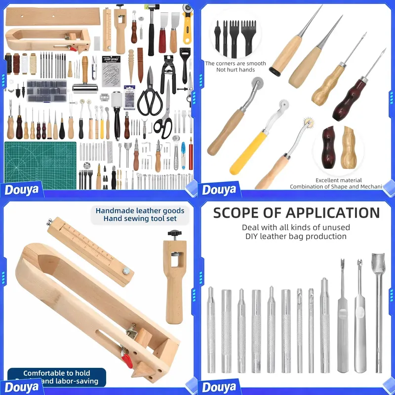 Sewing Thread Production - JP手縫いカービング用組み合わせ糸、千枚通し、指ぬき、革製品縫製キット