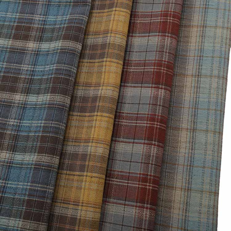 Vintage Sewing Textile - 1 メートルヴィンテージジャカードチェック柄糸染め洗浄生地デザイナーシャツジャケットファッション DIY 縫製材料テキスタイル衣服