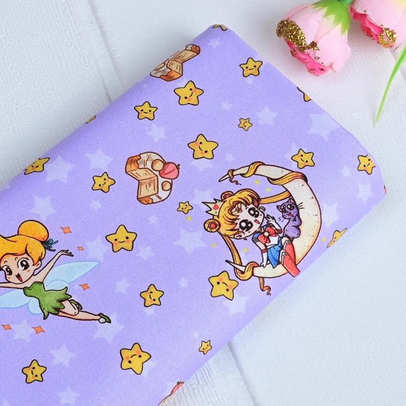 セーラームーンスター漫画の女の子綿 100 生地縫製材料 D - Textile And Sewing Materials のレビューと価格