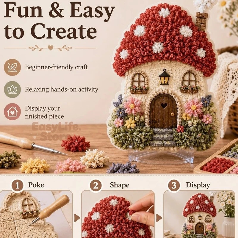 ファンタジーな村の3D布製ポケアートキット マッシュルームコ - Textile Sewing Techniques のレビューと価格