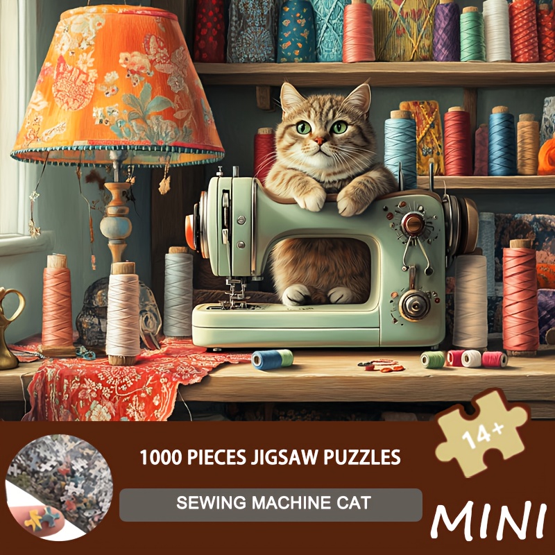 1000ピース ミニミシン猫ジグソーパズル - 魅力的な白と - Sewing Recycling のレビューと価格