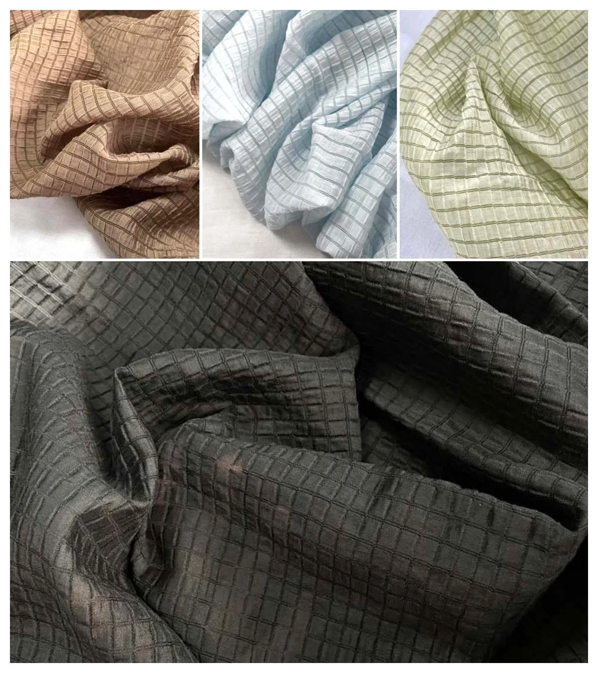クリームイエローの市松模様の生地、柔らかく通気性のあるテキス - Textile And Sewing Materials のレビューと価格