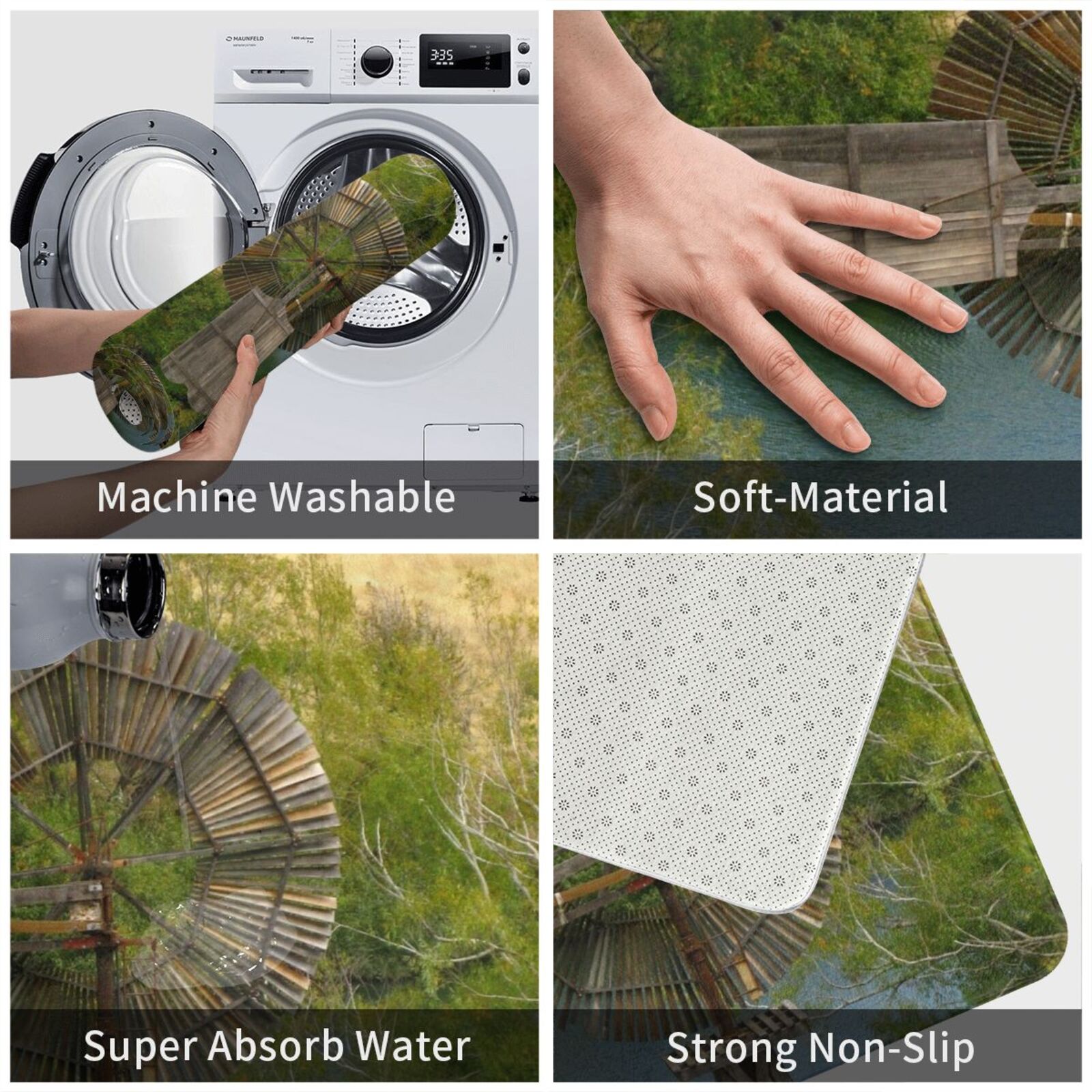 木製風車カーペットマットラグクッション木製風車風車歴史的風車 - Century Textile & Sewing Supply Hours のレビューと価格