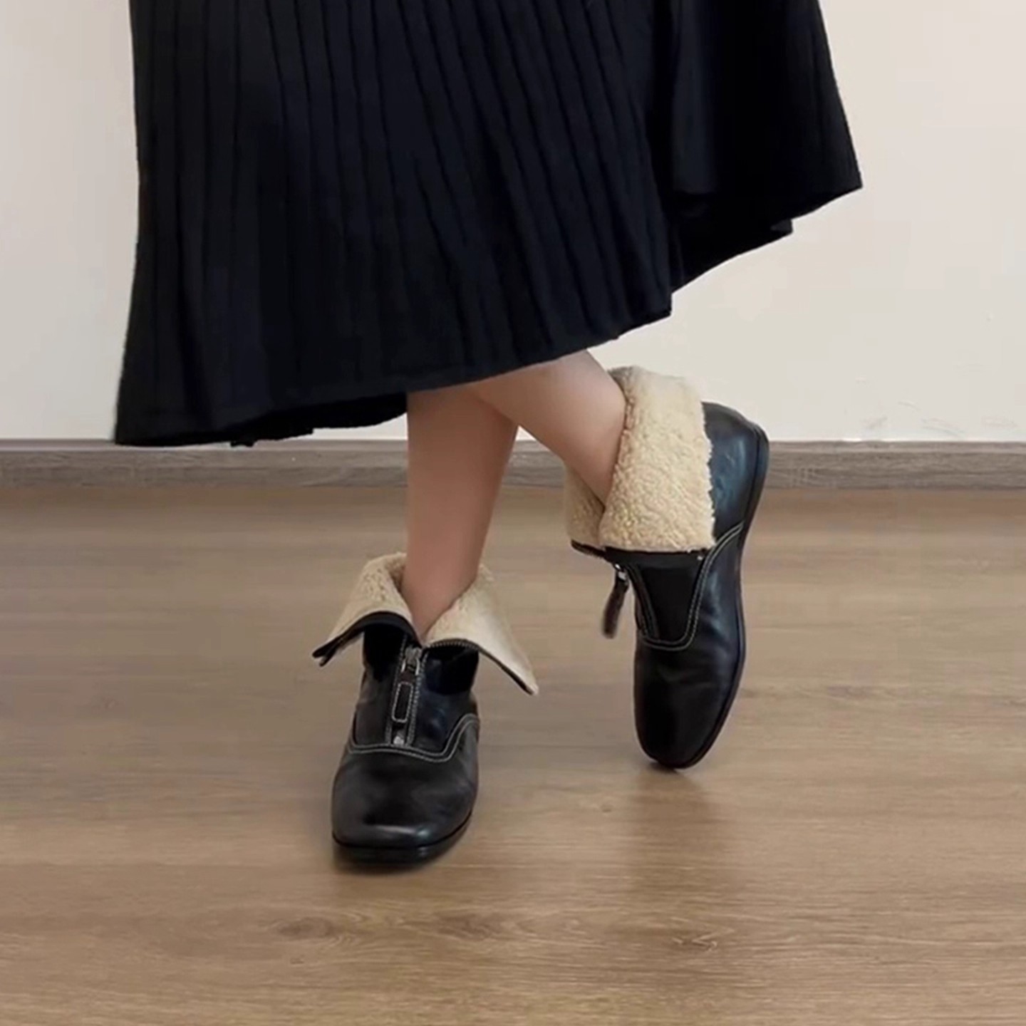 英国風レトロスクエアトゥショートブーツ レディース 2026 - Sewing Front Zipper のレビューと価格