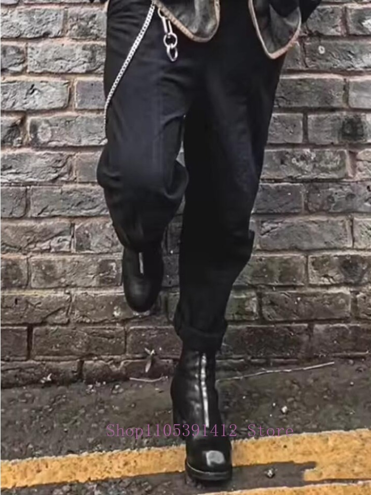 高級メンズシューズ本革フロントジッパーミッドカーフナイトブー - Sewing Front Zipper のレビューと価格
