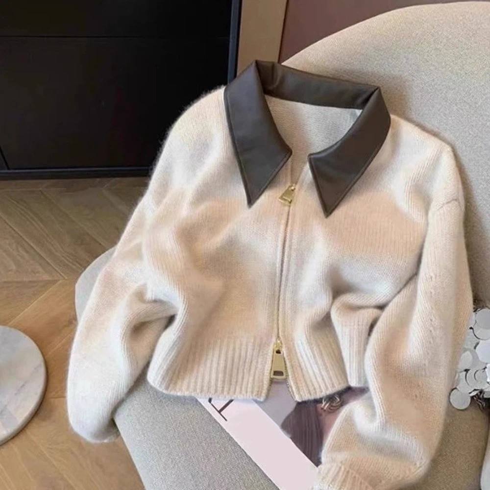 レザーカラージッパーフロントセーターカーディガン縫製パターン - Sewing Front Zipper のレビューと価格
