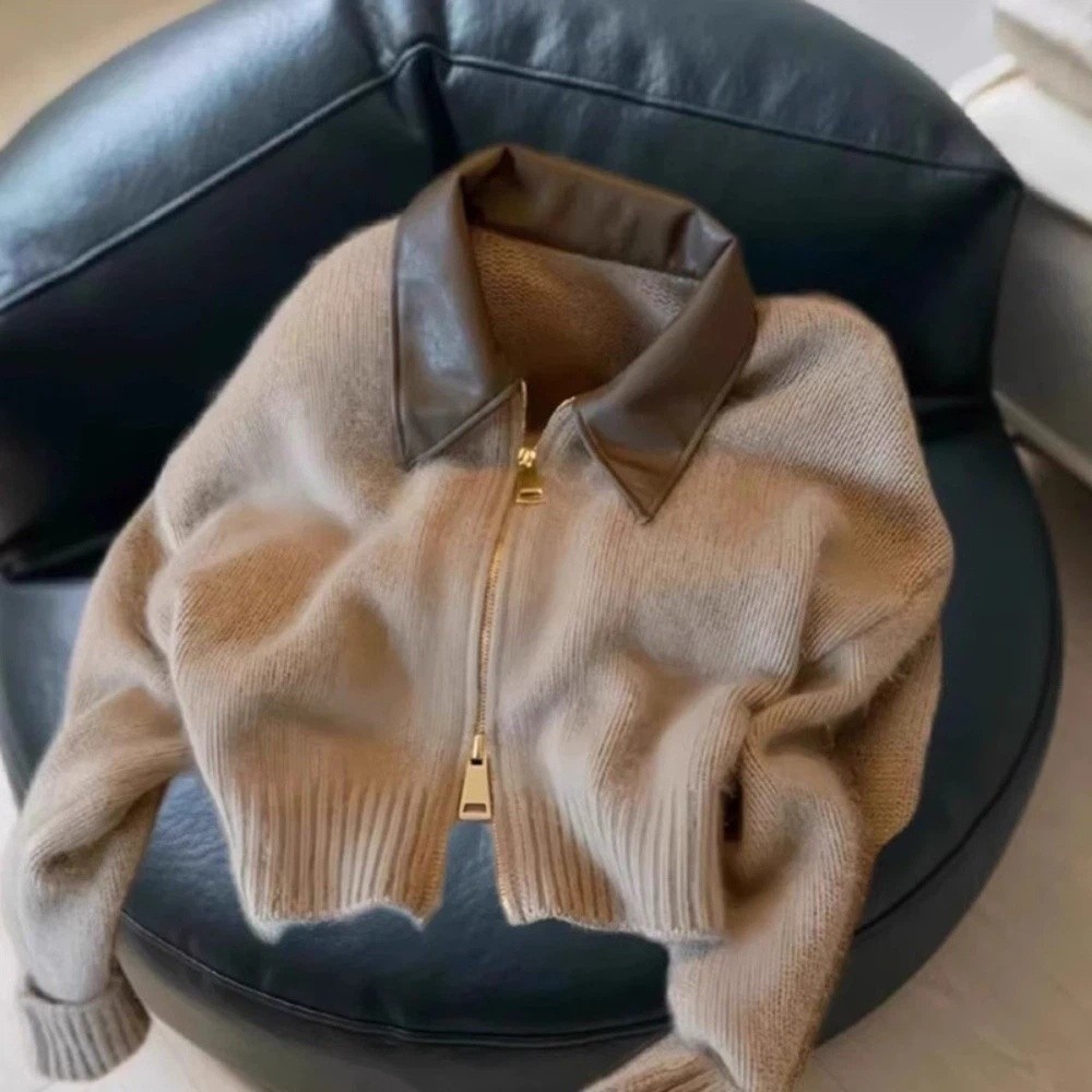 レザーカラージッパーフロントセーターカーディガン縫製パターン - Sewing Front Zipper のレビューと価格