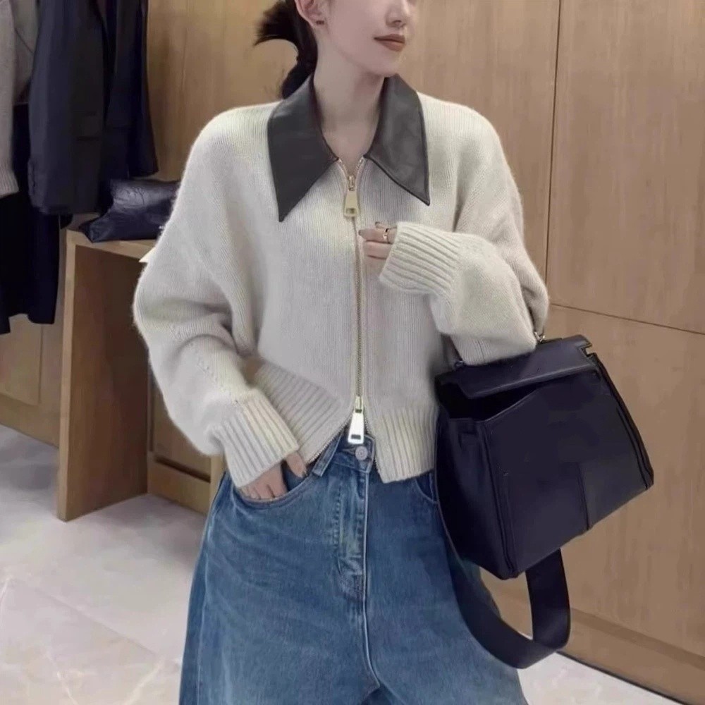 レザーカラージッパーフロントセーターカーディガン縫製パターン - Sewing Front Zipper のレビューと価格