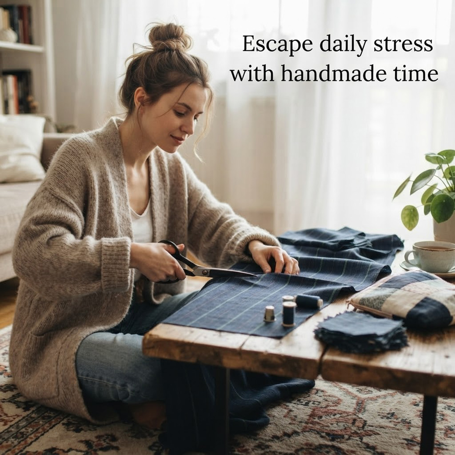 ヴィンテージネイビーカラー縦ストライプウォッシュリネンコット - Vintage Sewing Textile のレビューと価格
