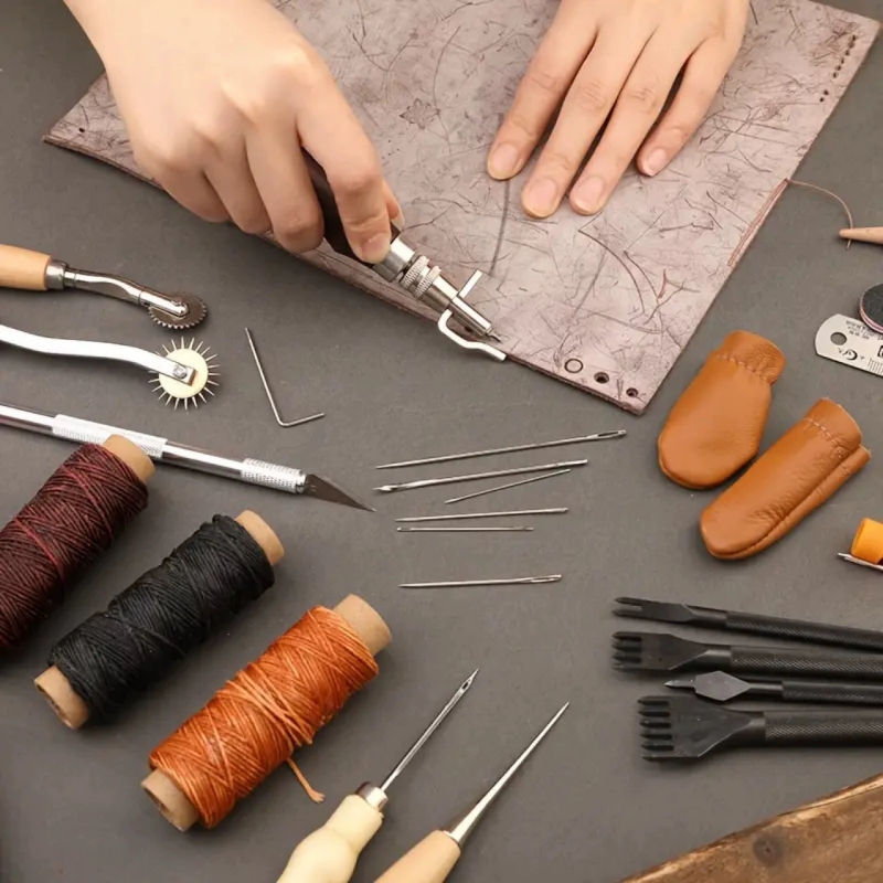 靴革縫製キット（千枚通し、手縫い針と糸付き）、革工芸キット、 - Sewing Thread Production のレビューと価格