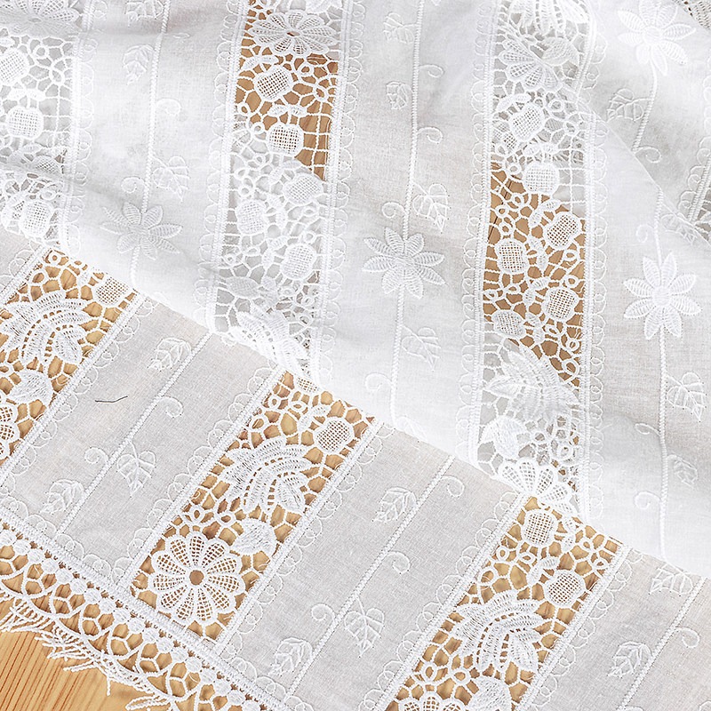 新しいコットンフリンジレース刺繍生地、衣料品やホームテキスタ - Sewing Thread In Textile のレビューと価格